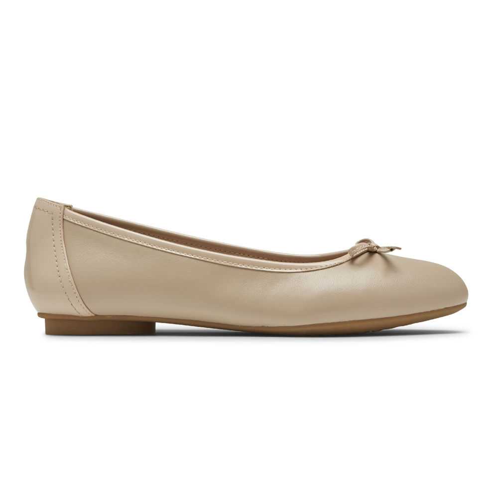 Zapatos Bajos Rockport Mujer Mexico - Reagan Bow Beige - IQPCV3078